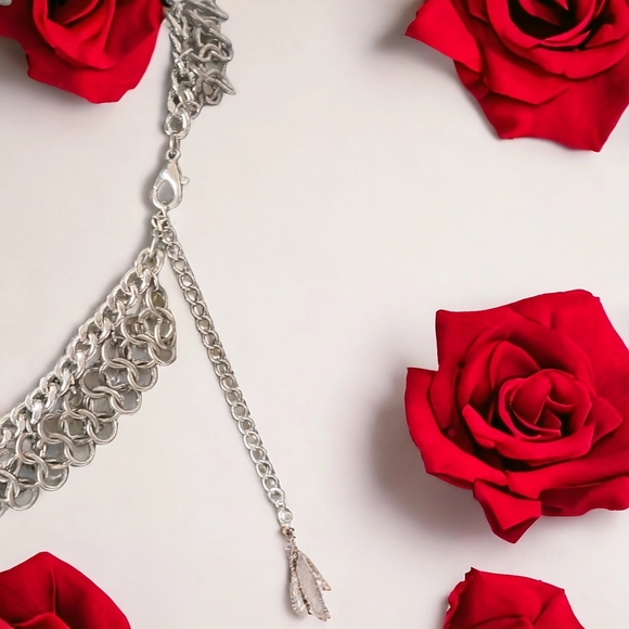 Coins statesmen/ Bib silver tone necklace - Picture 9 of 9